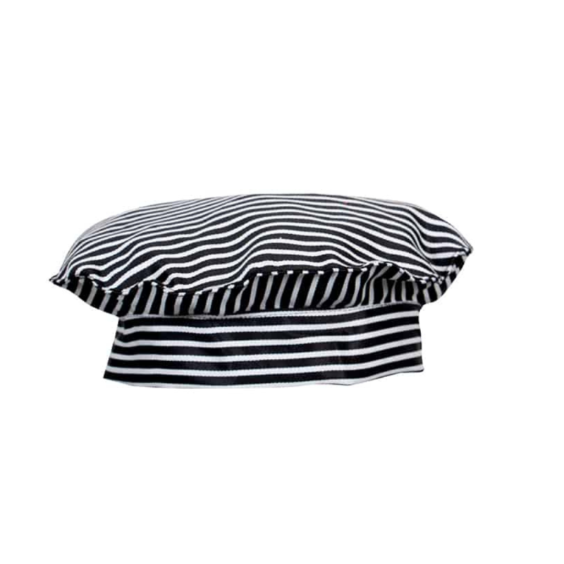 Classic Black & White Stripe Chef Hat - Elevate Your Culinary Style